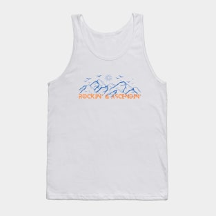 Rockin' and Ascendin' - Climber lovers! | Climbing | Hiking - Blue & Orange design Tank Top